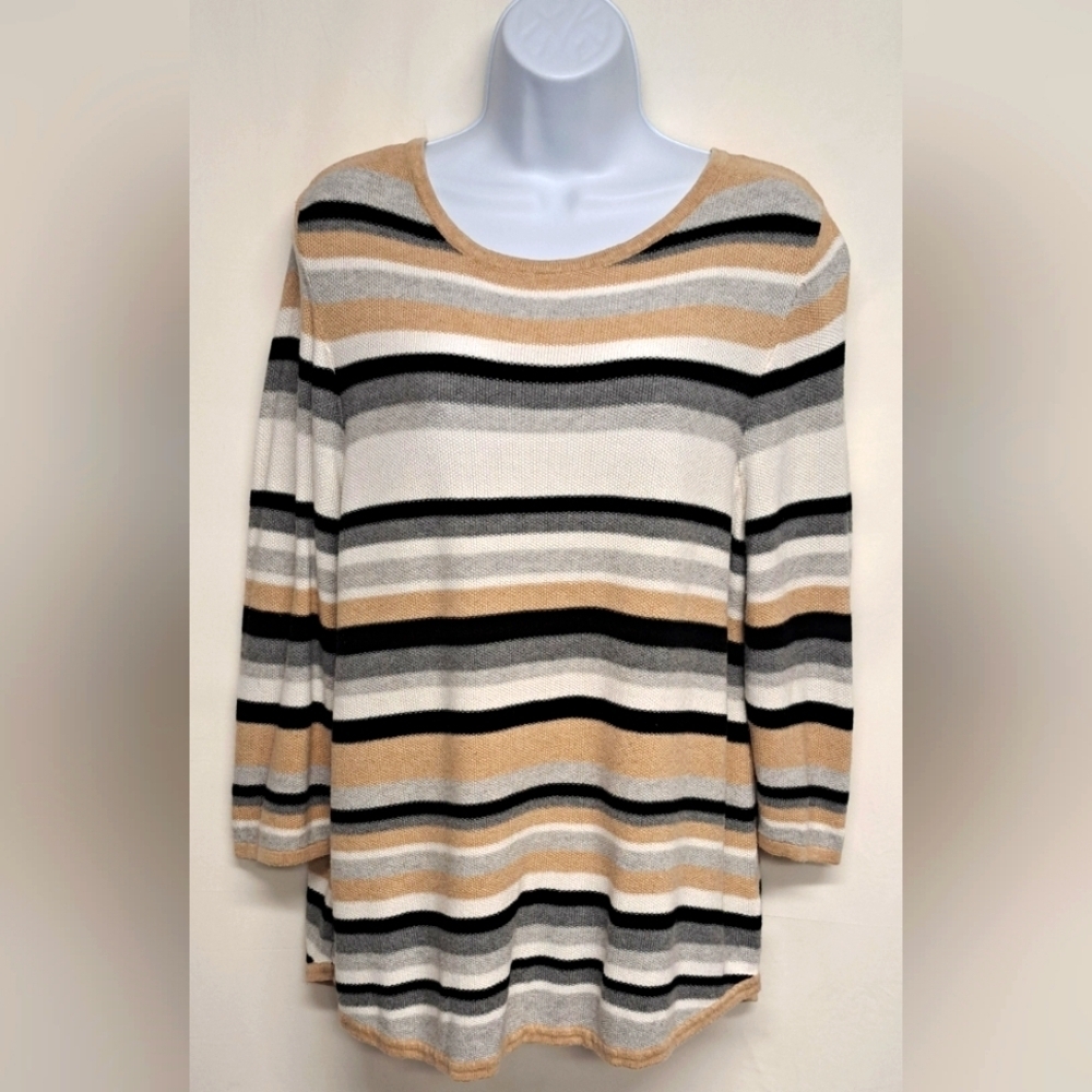 Croft & Barrow Sweater Striped 3/4 Sleeve Size XL Nice Condition